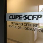 Branded window film signage for a training centre